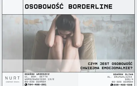 Kobieta skulona na krześle, z rękami na głowie, symbolizująca zaburzenie osobowości typu borderline.
