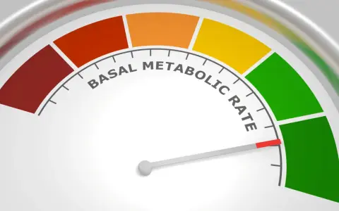 Wskaźnik tempa metabolizmu spoczynkowego. Czerwony obszar sugeruje, co to choroba metaboliczna, zielony to optymalny wynik.