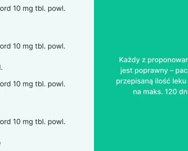 Propranolol Accord 10 mg: 3 op. po 50 szt. Każdy zapis pozwala na wydanie leku jednorazowo na maks. 120 dni terapii.