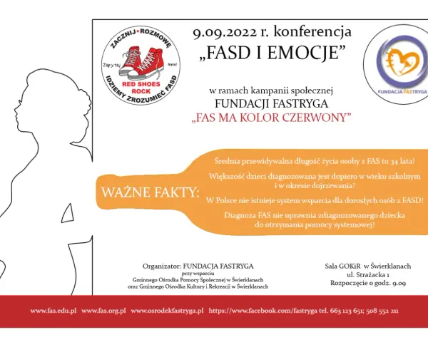 Konferencja "FASD i Emocje" 9.09.2022. Ważne fakty o FAS dla dorosłych i dzieci. Kampania Fundacji Fastryga.