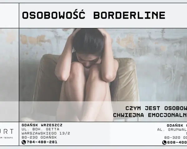 Kobieta skulona na krześle, z rękami na głowie, symbolizująca zaburzenie osobowości typu borderline.