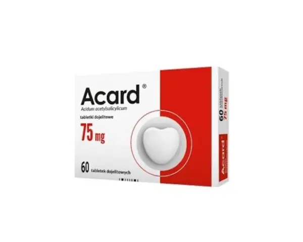 Opakowanie Acardu 75 mg, 60 tabletek. Czy Acard można brać profilaktycznie? Warto skonsultować się z lekarzem.
