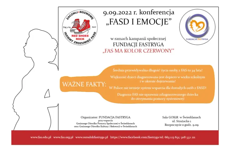 Konferencja "FASD i Emocje" 9.09.2022. Ważne fakty o FAS dla dorosłych i dzieci. Kampania Fundacji Fastryga.