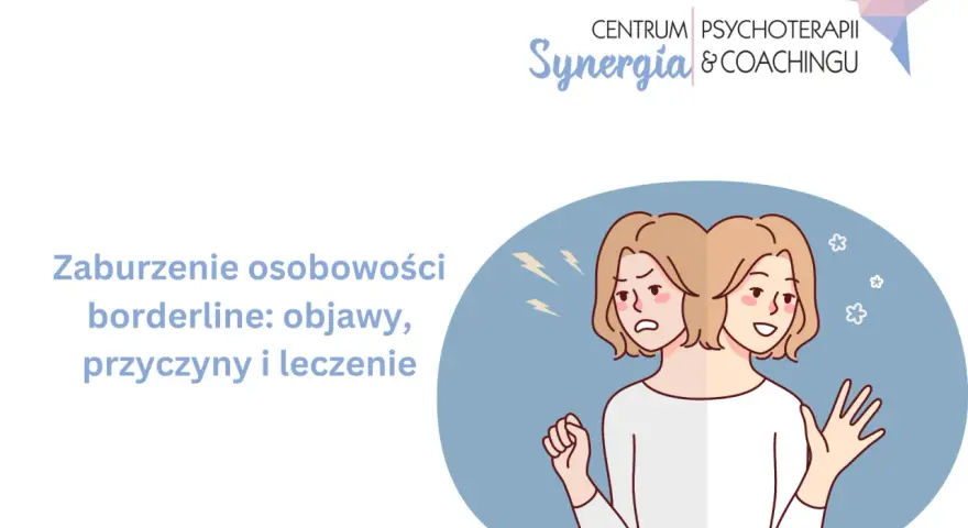 Zaburzenie osobowości borderline (BPD) to trudność w stabilnym odczuwaniu emocji, co widać na grafice przedstawiającej dwie twarze o skrajnie różnych nastrojach.