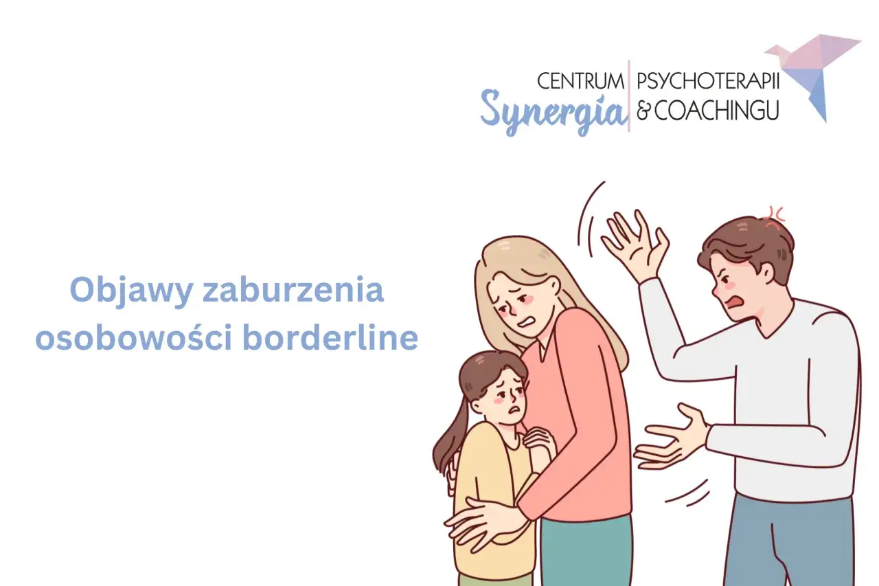 Ilustracja pokazuje rodzinę w konflikcie, co może być objawem zaburzenia osobowości borderline.