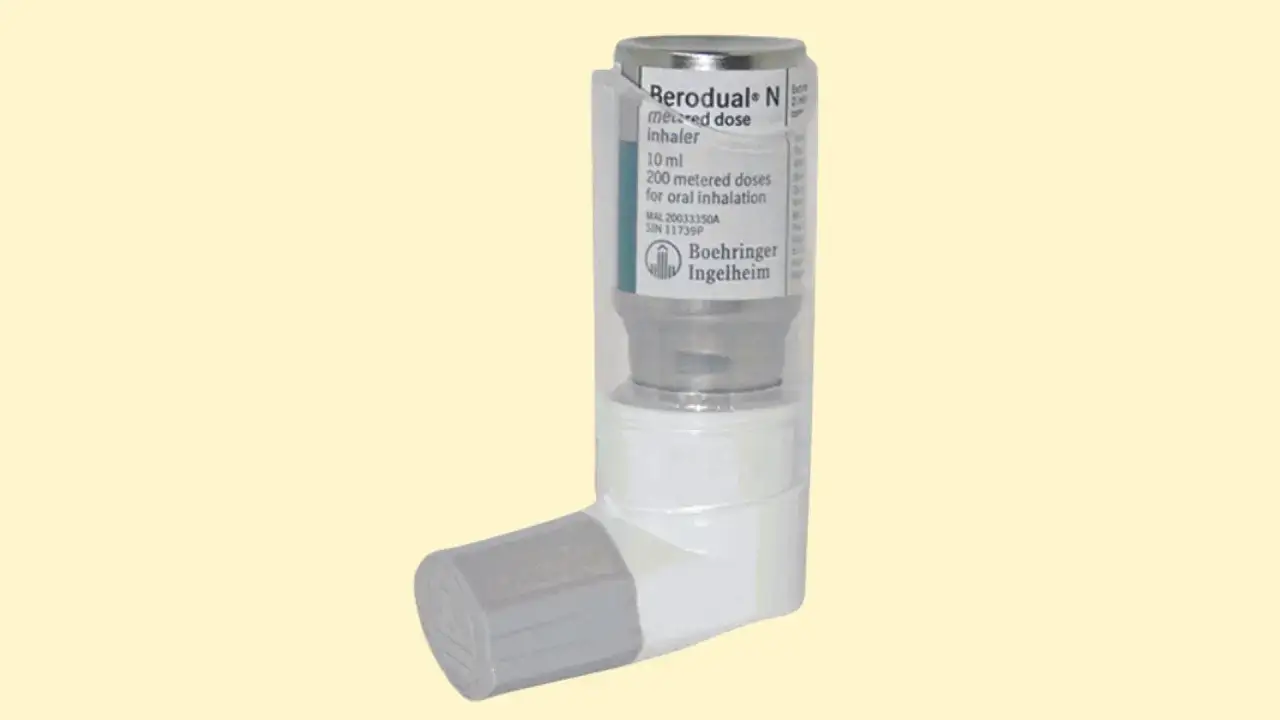 Inhalator Berodual N, który pomaga w leczeniu astmy i POChP. Działa poprzez rozszerzenie dróg oddechowych, ułatwiając oddychanie.
